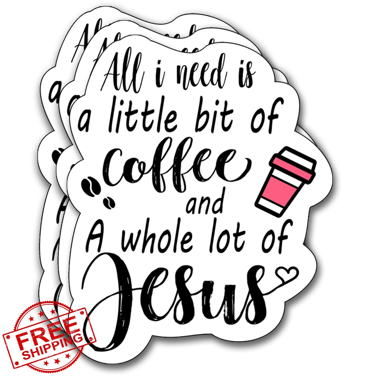 CATRACOS Coffee Jesus Sticker 3PC 2.5×3 Inch