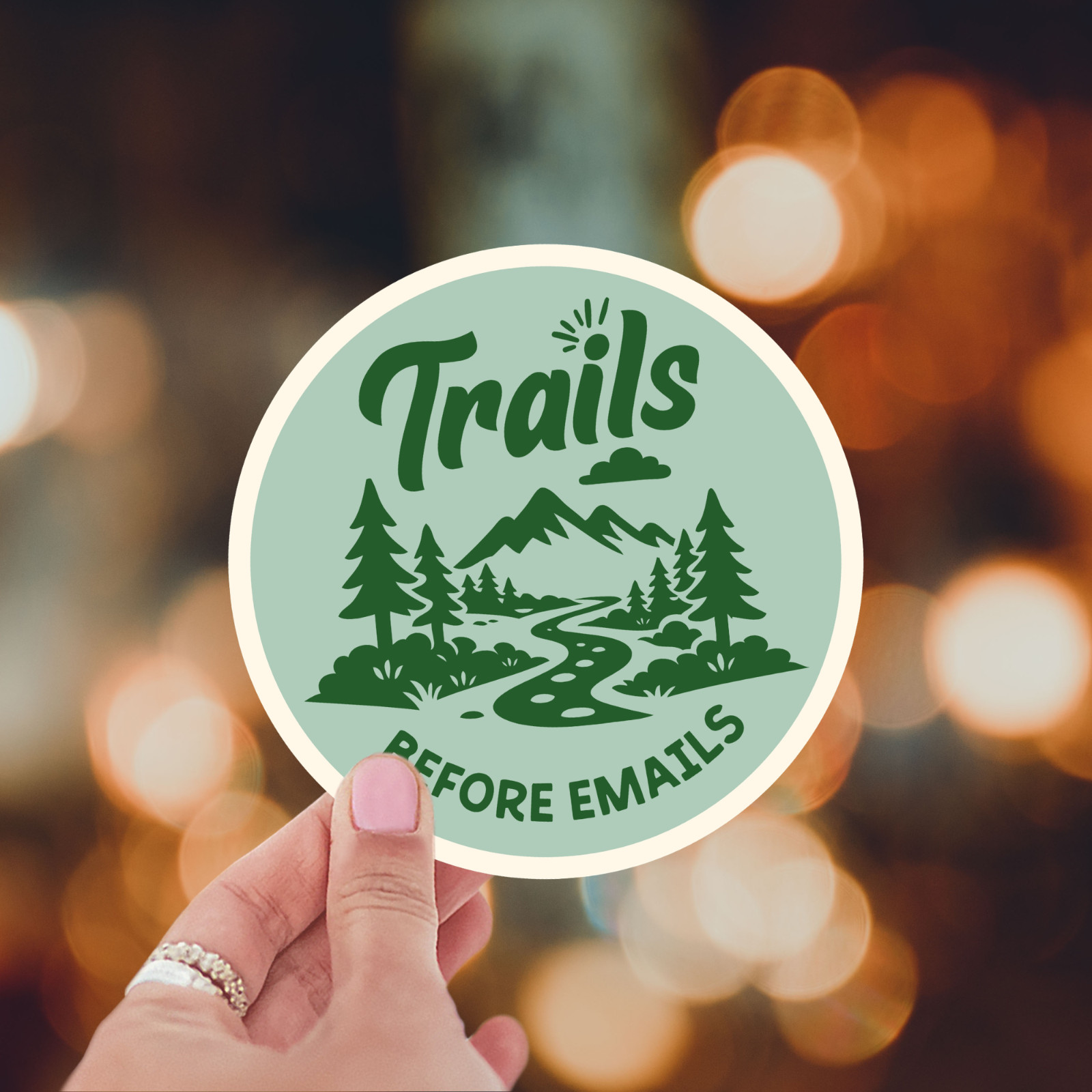 Trails Before Emails Hiking Sticker Camping Backpack Outdoor Decal