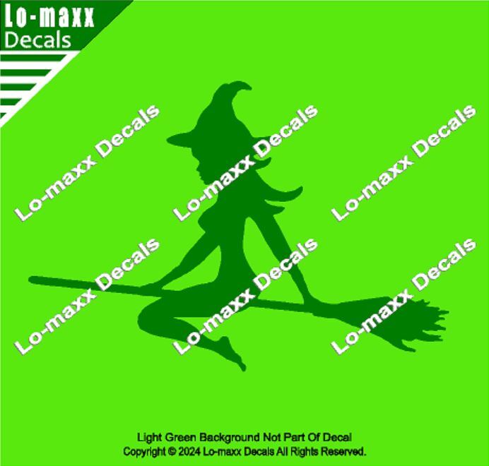 Mudflap Girl Witch Riding Broom Trucker Custom Graphic Die Cut Vinyl Decal