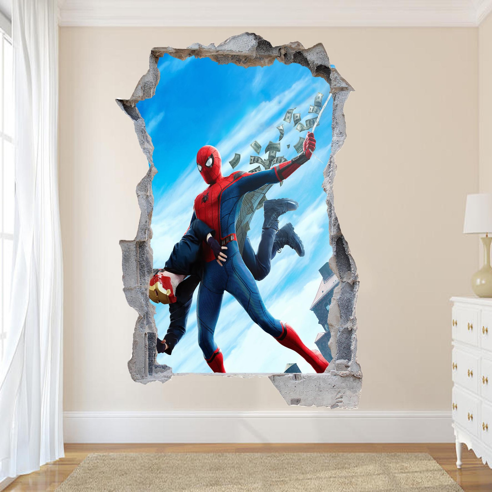 Ironman and Spiderman Wall Stickers 3d Art Poster Mural Decal Kids Bedroom ST9