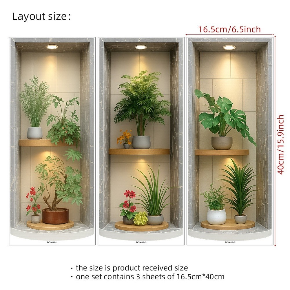 Simulated Plants PVC Wall Stickers Removable Modern Decor for Living Room Use