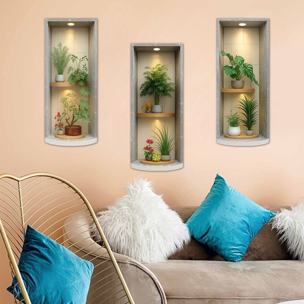 Simulated Plants PVC Wall Stickers Removable Modern Decor for Living Room Use