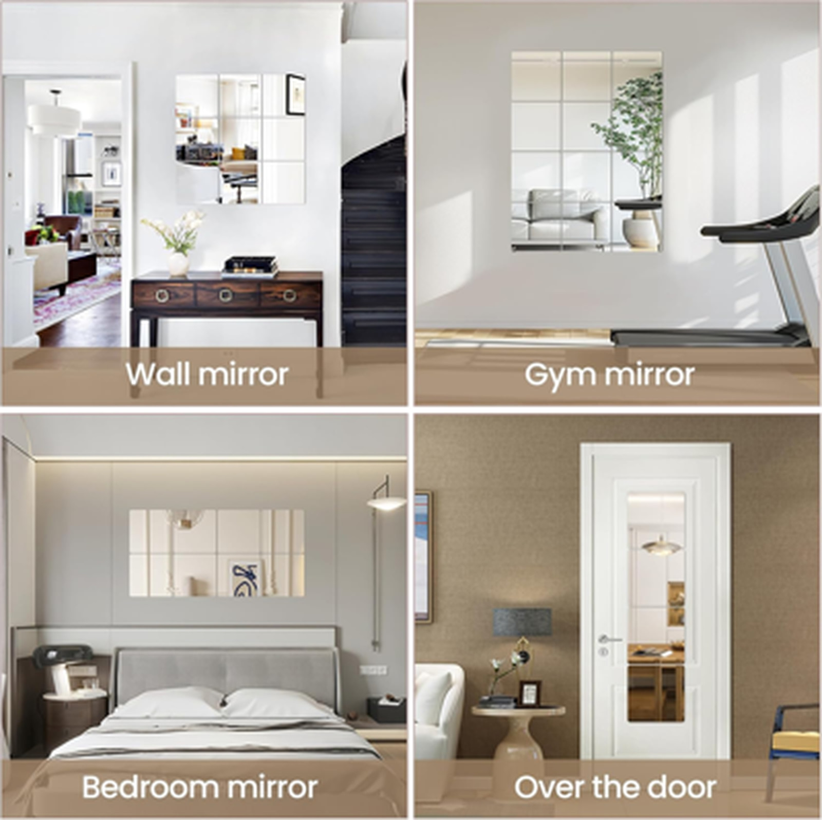Peel and Stick Mirror Tiles 8 Inch Acrylic Self Adhesive Wall Decor for Bedroom