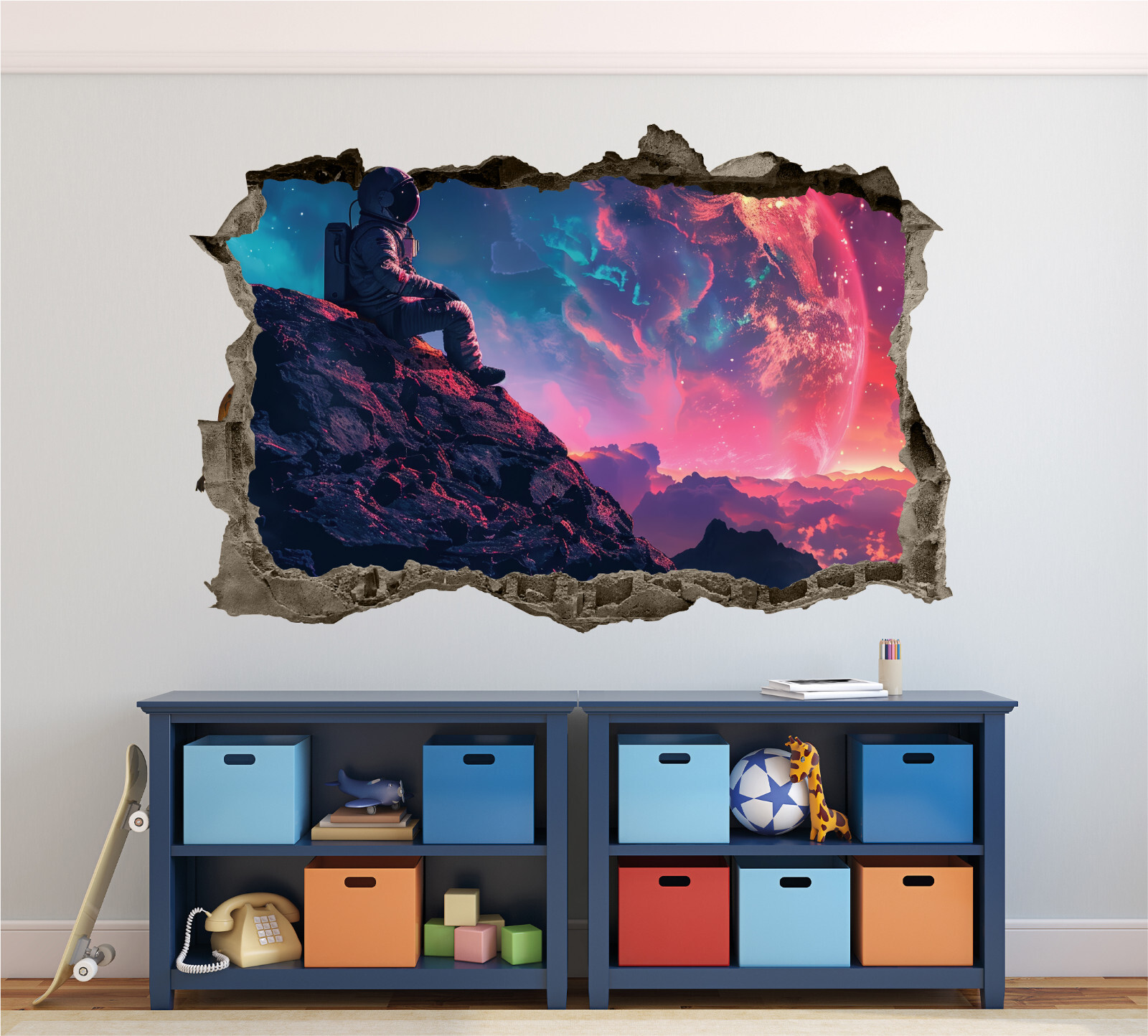 Astronaut Wall Decal 3D AI Graphic Mural Poster Sticker Space Decor Vinyl KW213