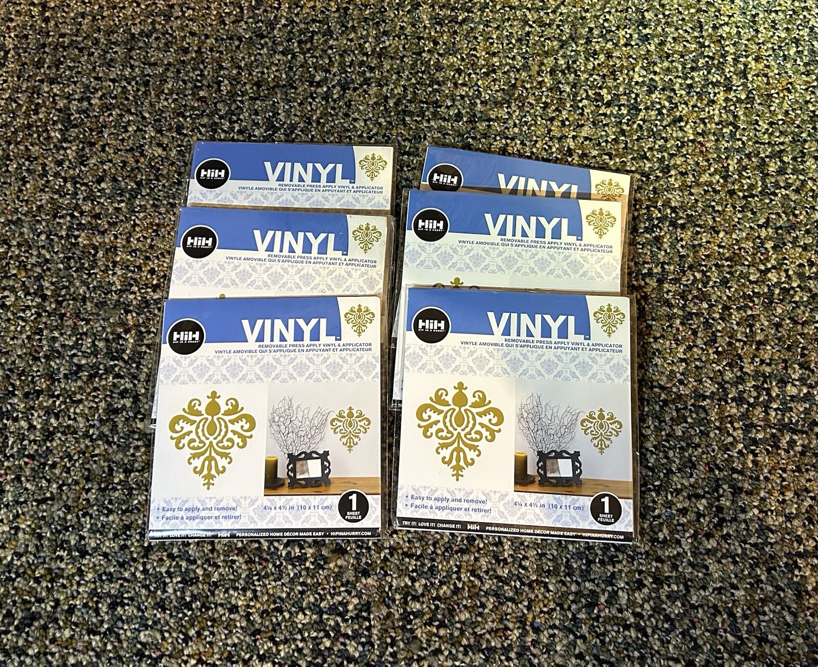Lot Of 6 Hip In A Hurry Vinyl Paint Rub Ons 4.25"X4.5" Flocking Hihv1 158 FRSHP