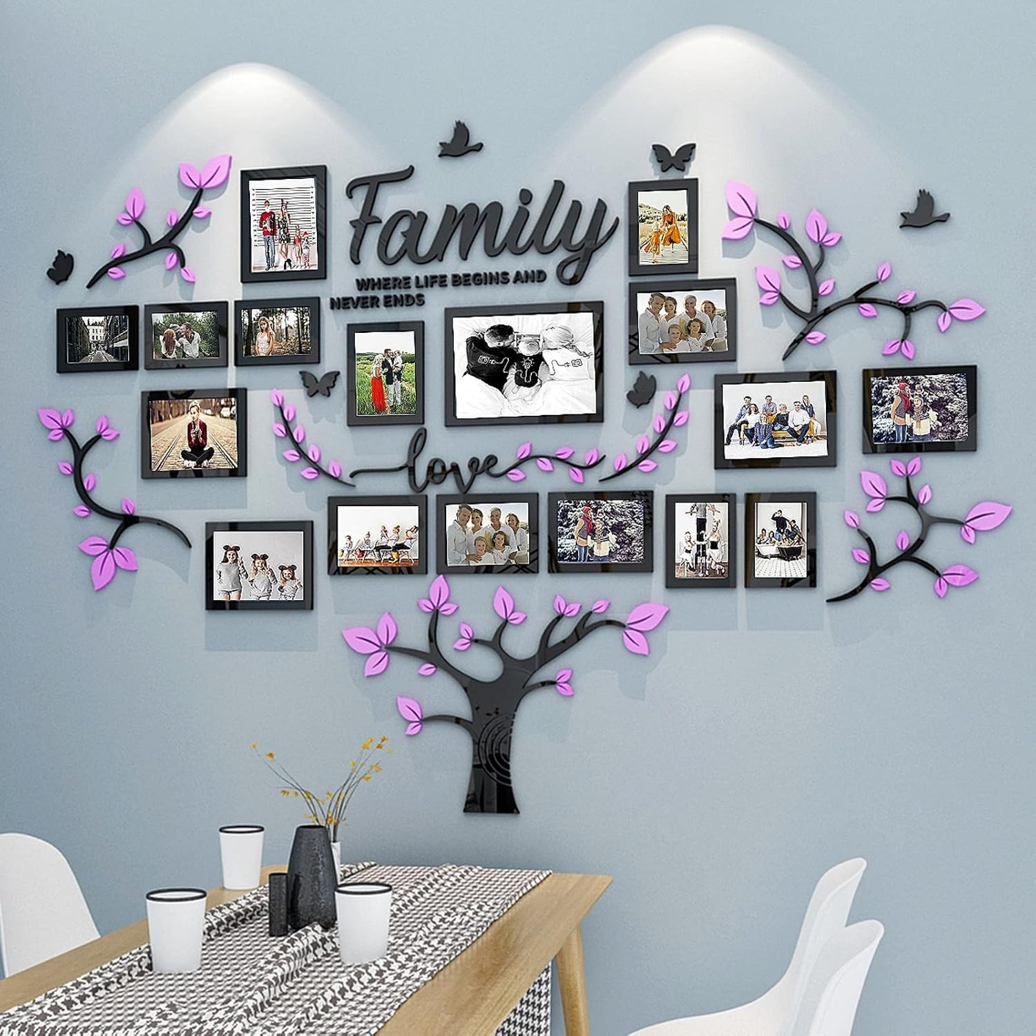 ⁠3D Family Tree Wall Sticker Photo Frames DIY Collage Living Room Wall Decor⁠