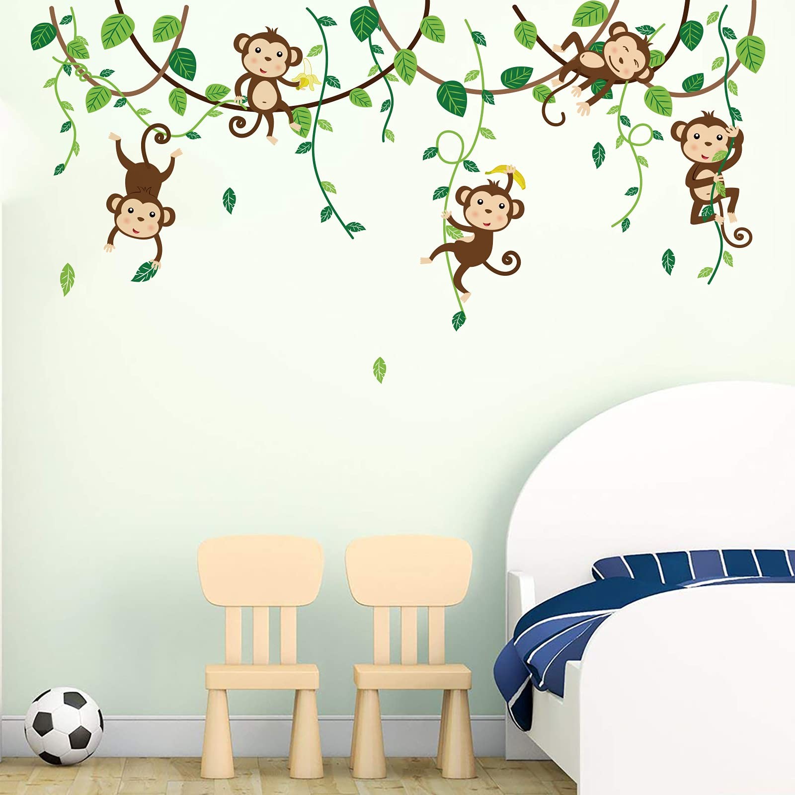 Monkey Climbing Tree Wall Decals Jungle Animals Wall Stickers Room Baby Nurse…