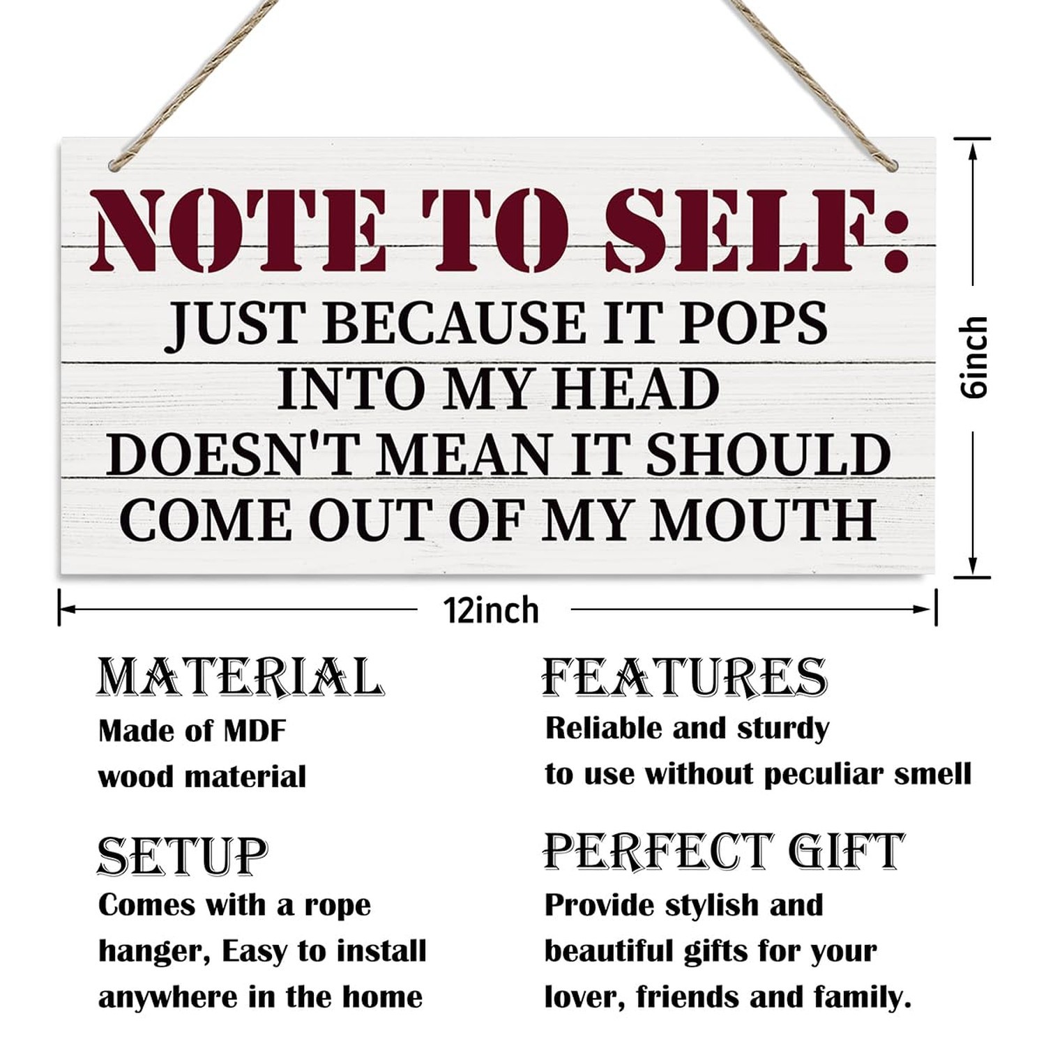 Note to Self Sign, Inspirational Wood Sign, Hanging Printed Wooden Plaque Dec…