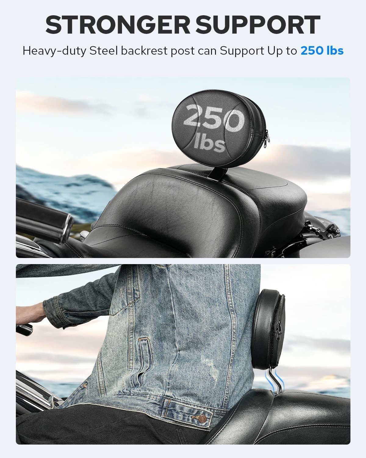 Adjustable Driver Backrest Rider Backrest Plug-In Backrest Compatible for Harley