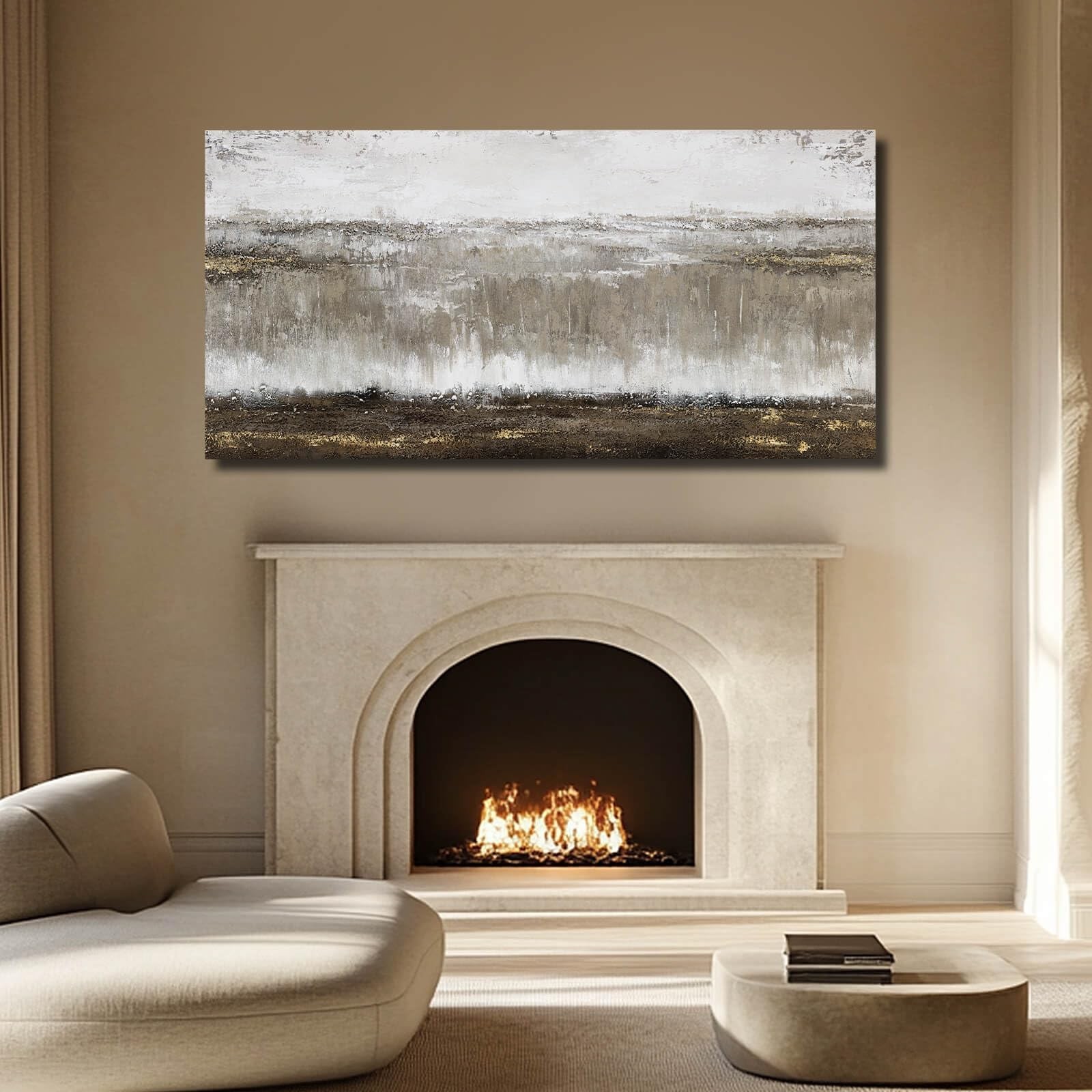 Artexist Canvas Wall Art – Abstract Wall Decor for Living Room – Grey Picture…