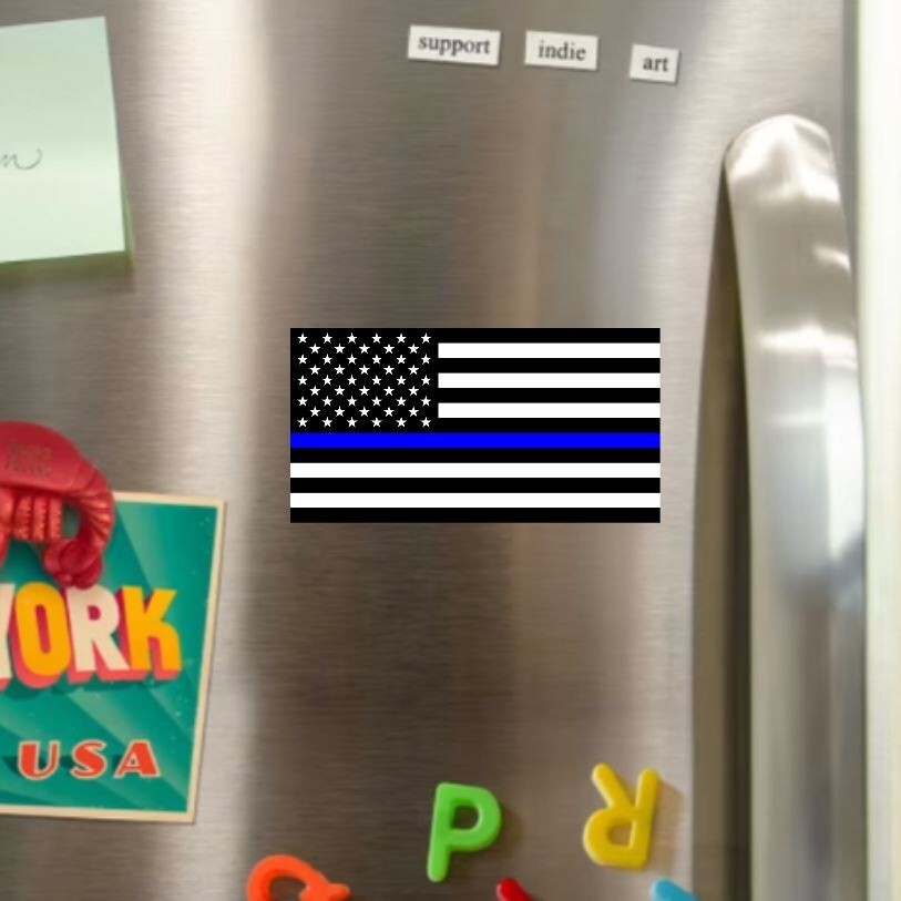 Police First Responder Blue Lives Matter Flag Die Cut Glossy Fridge Magnet