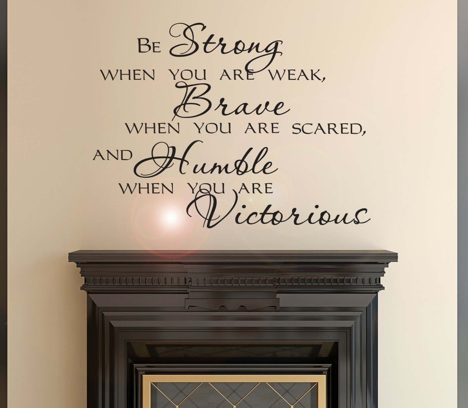Wall Decal Strong Brave Victorious Motivation Quote Vinyl Decor Black gz556