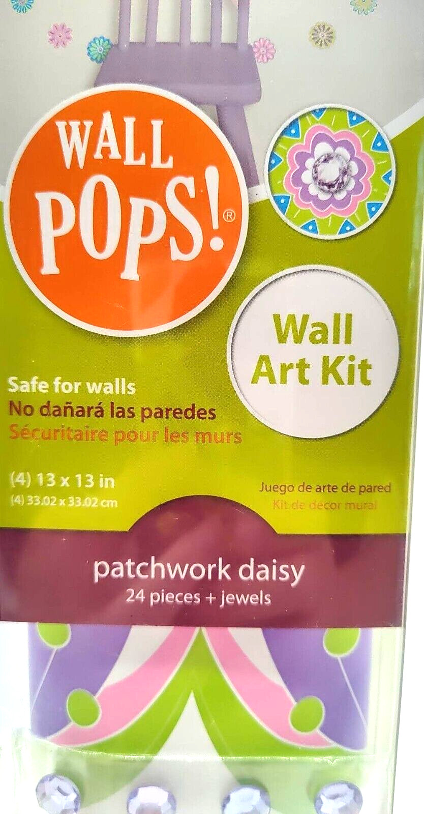 Wall Pops Wall Art Patchwork Daisy 24 Piece And Jewels Wall Decal Kit Peel Stick