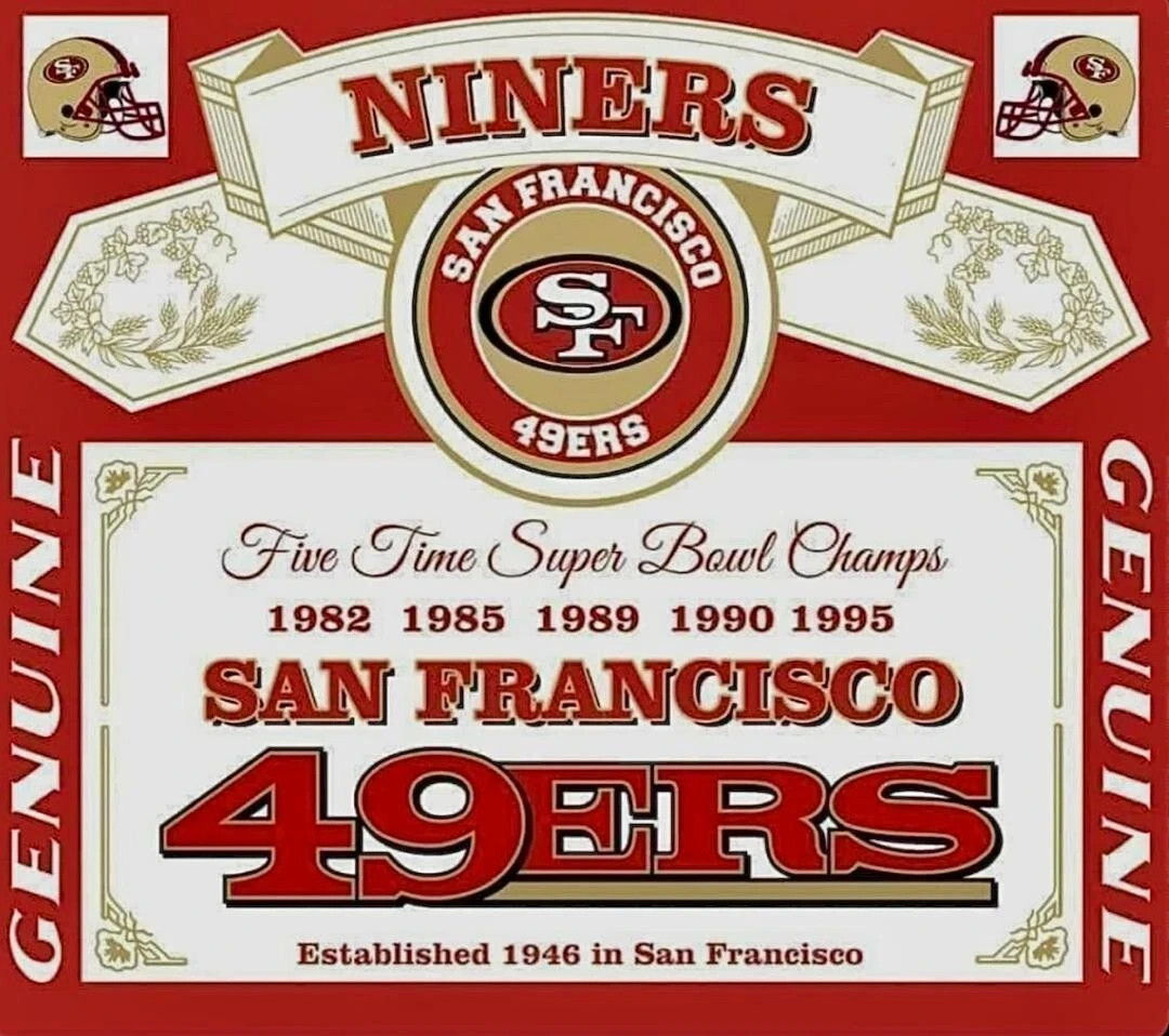 San Francisco 49ers Bud Sticker *NEW* Measures 4" x 3.5" 5x Superbowl Champs