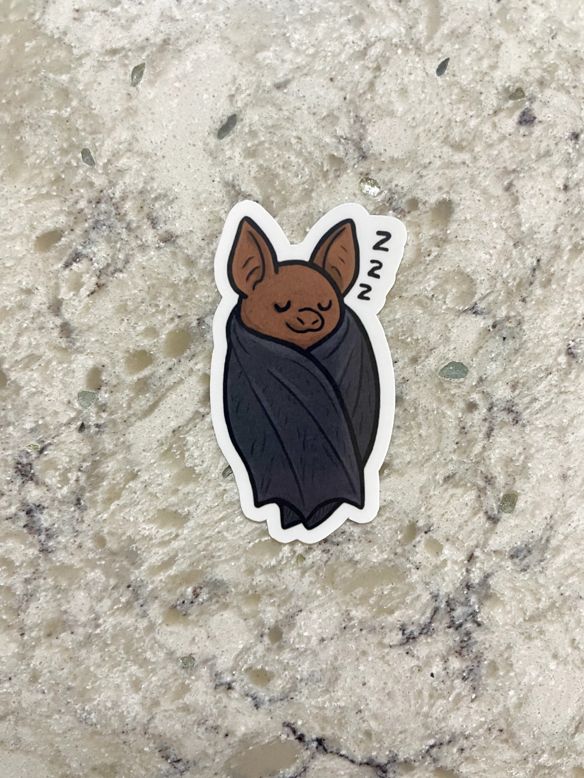 Sleeping Bat Sticker l Gloss or Holographic Laminate l Waterproof Decal