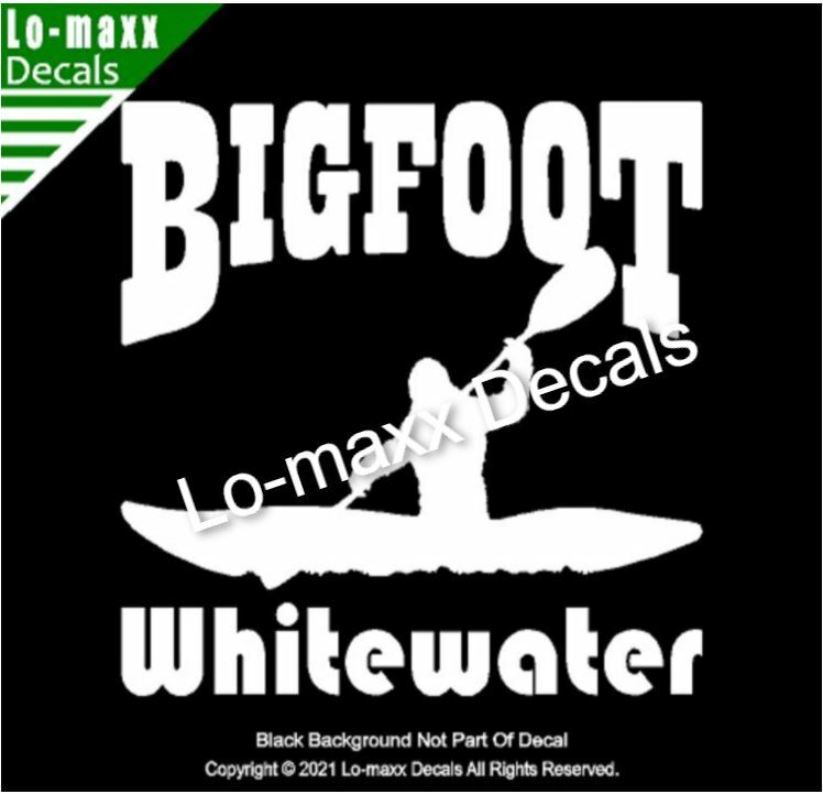 Bigfoot Whitewater River Kayaking Boating Original Design Die Cut Vinyl Decal