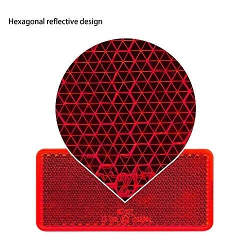 2Pcs Plastic Rectangular Stick-on Reflector Sticker () 3.70 x 1.73 in Red
