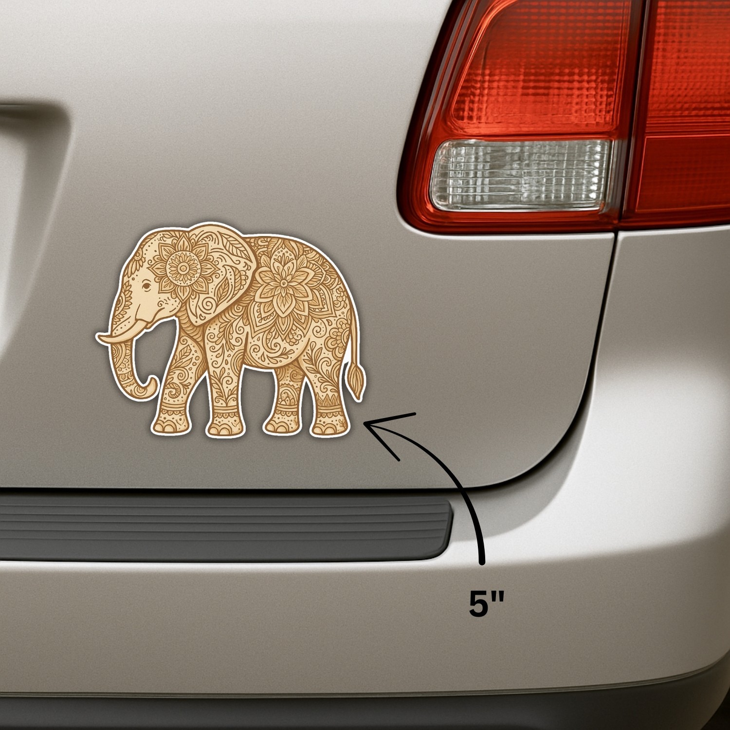 4Pcs Elephant Mandala Stickers: Boho Line Art Vinyl Decals – Waterproof Yoga Gif