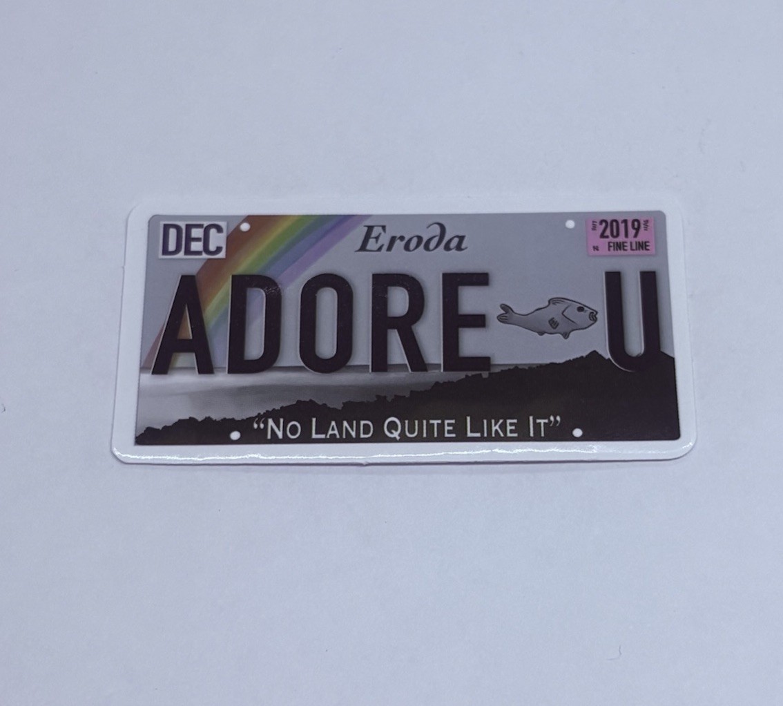 Novelty License Plate Sticker “Adore U” Art Decor Decal Vinyl Souvenir Tc6