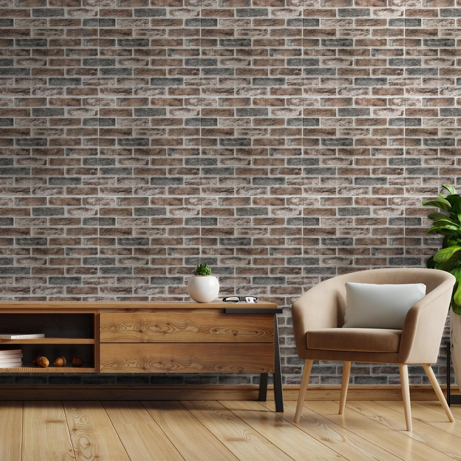 Art3d 20pcs 27.5"x27.5" Self-adhesive Foam Faux Brick Wall Sticker
