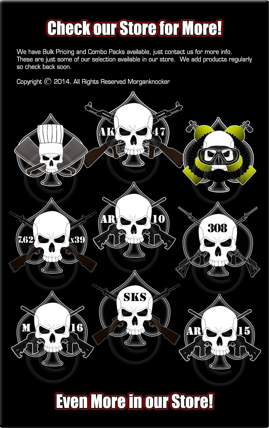 Chef Bumper Sticker Decals – Set of 2 -Choice of Sizes- Culinary Skull Stickers