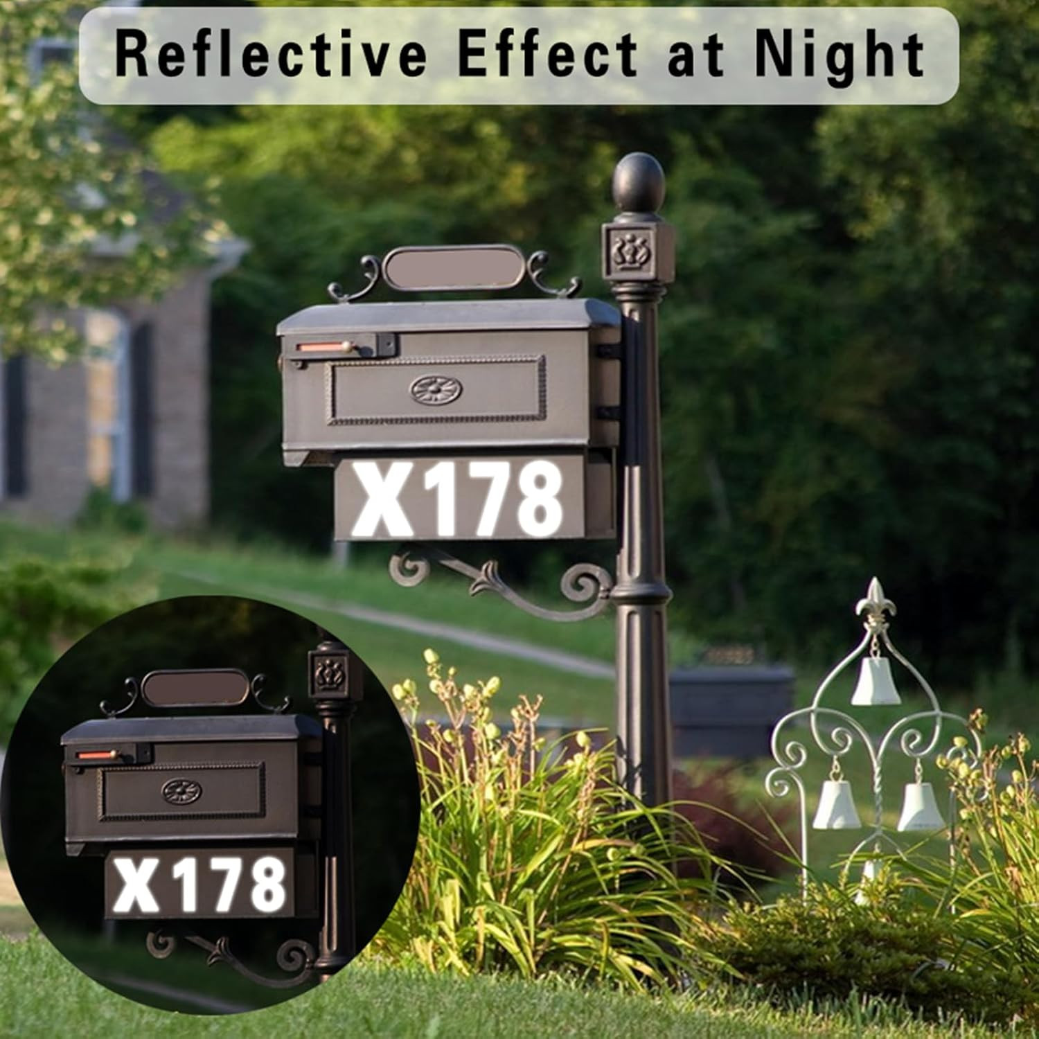 120 PCS Reflective Mailbox Number and Letters Stickers, 3 Inches Self Adhesive C