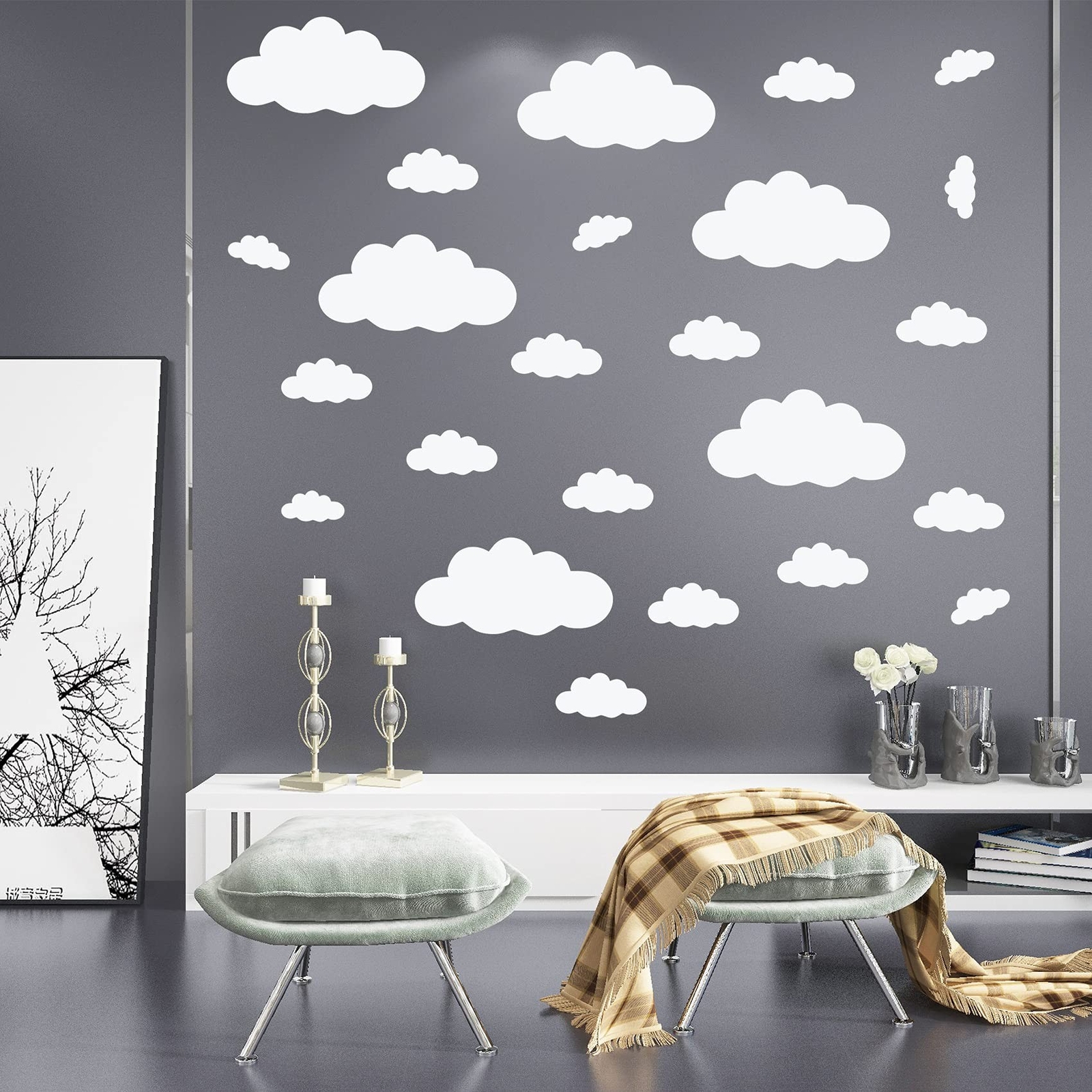 Big Clouds Wall Decals Removable DIY Large Vinyl Sticker Self Adhesive Wallpa…