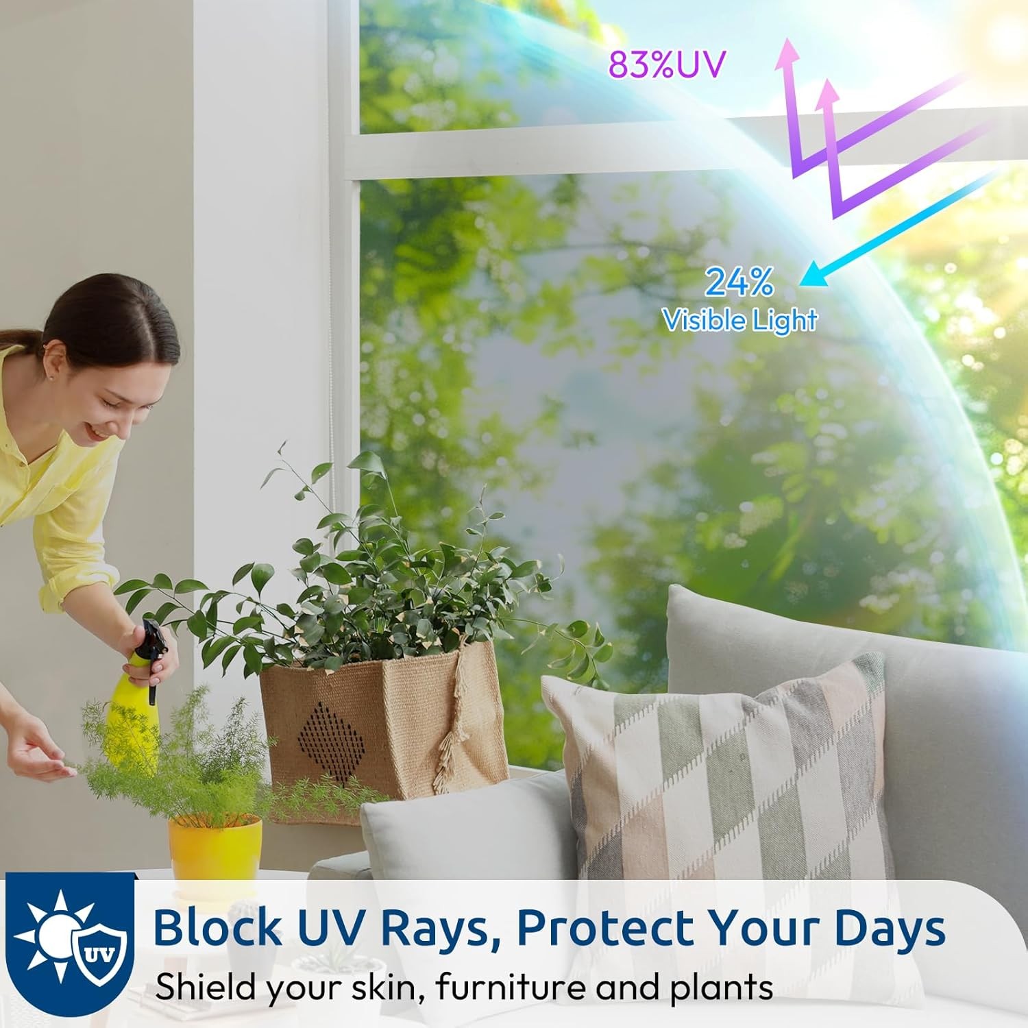Rabbitgoo One Way Mirror Window Film Privacy Heat UV Reflective Control Tint