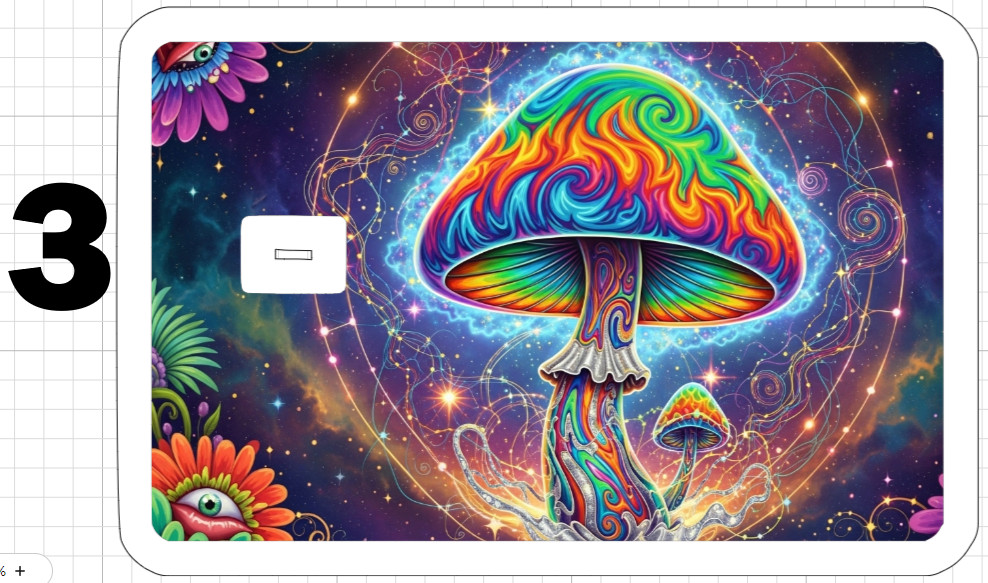 Acid Trip Magic Mushroom ATM Debit Credit Sticker Skin Trippy Retro Groovy Gift
