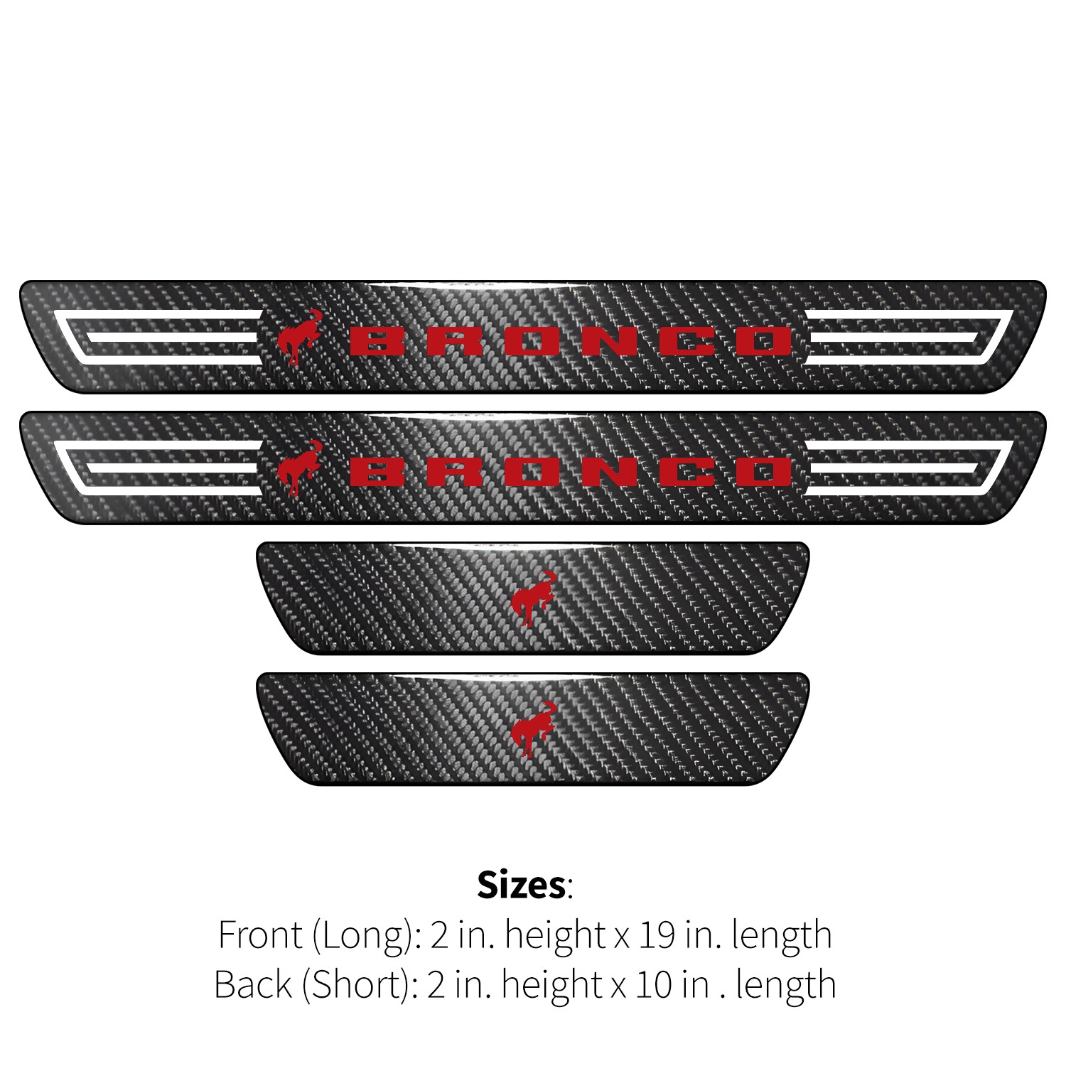 Ford Bronco in Red X-Large Black Carbon Fiber 4 Pcs Universal Door Sill Plates