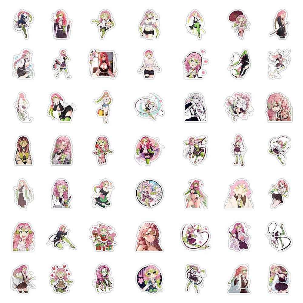 100Pcs Kanroji Mitsuri Demon Slayer Anime Stickers for Kids Bottle Waterproof