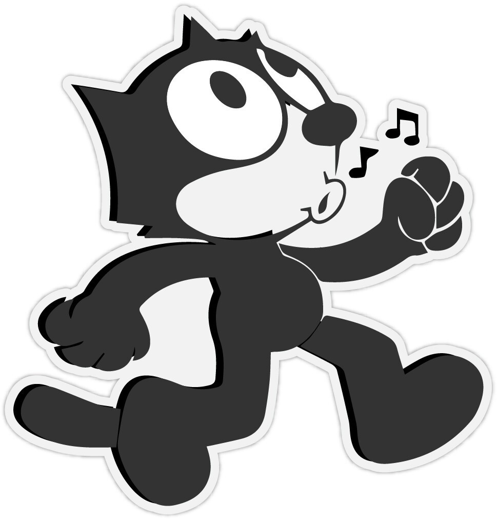 Felix Cat Whistling Cartoon Vinyl Sticker Decal Car Bumper Window Wall