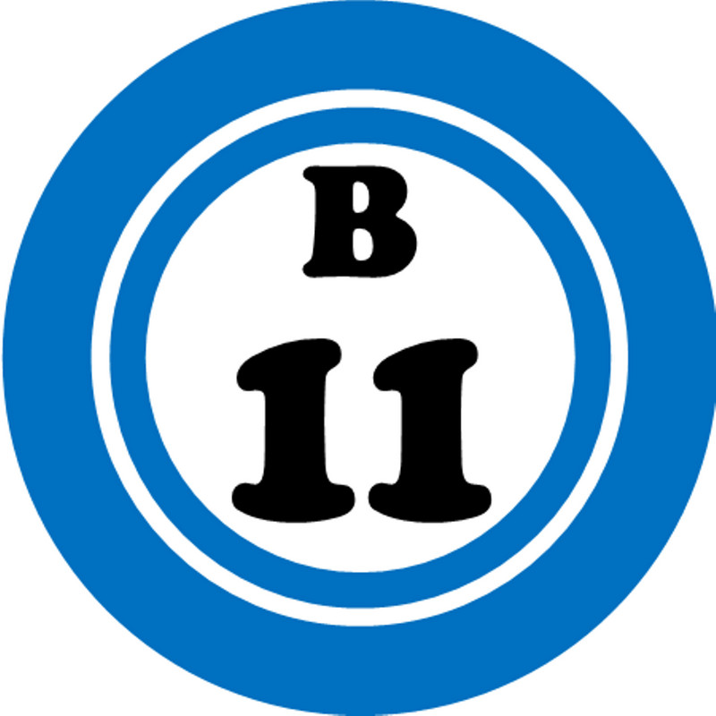 B 11 B11 Bingo Ball – 3 Inch Circle Sticker 3" x 3" – Hobby Number Board Lucky