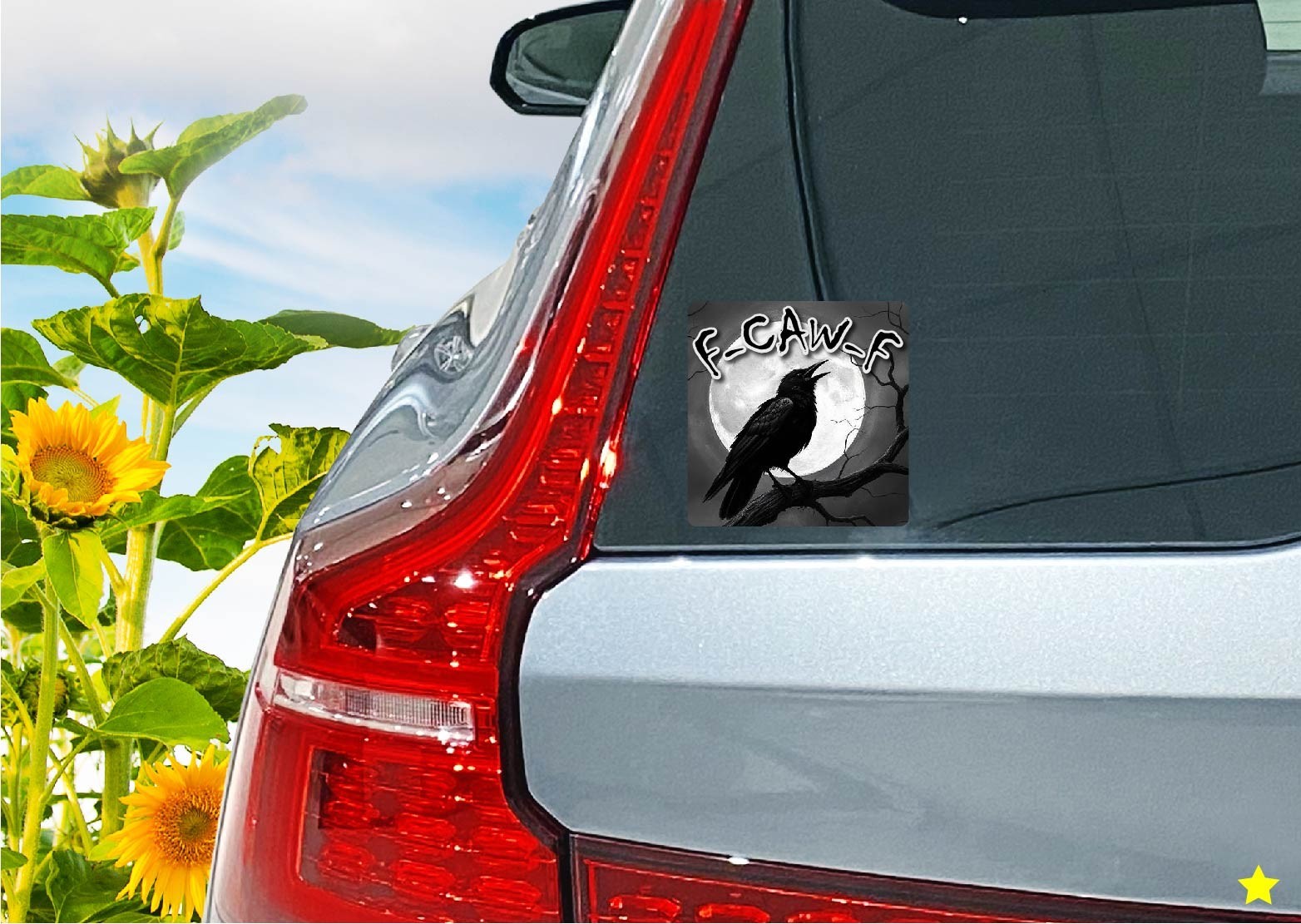 F-Caw-F Decal Sticker Caw Raven Full Moon F Off Halloween Crow Goth Funny Dark