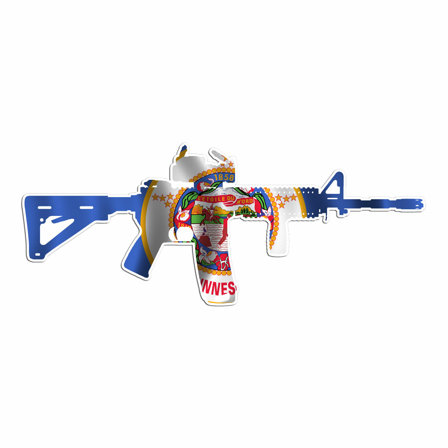 AR 15 Rifle Gun Firearm With Scope- Minnesota Flag – Vinyl Decal Sticker