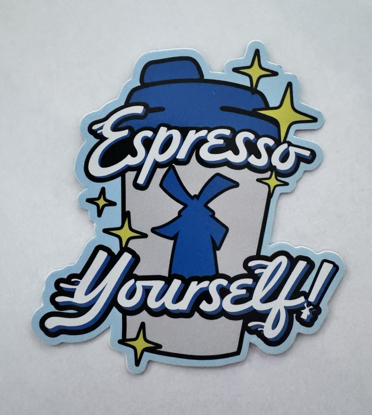 Espresso Yourself Coffee Quote Vinyl Sticker Decal – Blue White Black Yellow