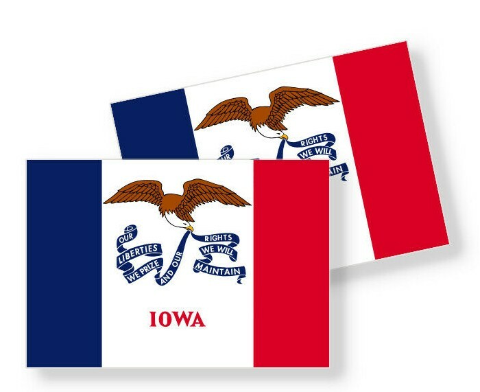 Iowa State Flag – Set of 4 Vinyl Sticker / Adhesive Decals Various Sizes