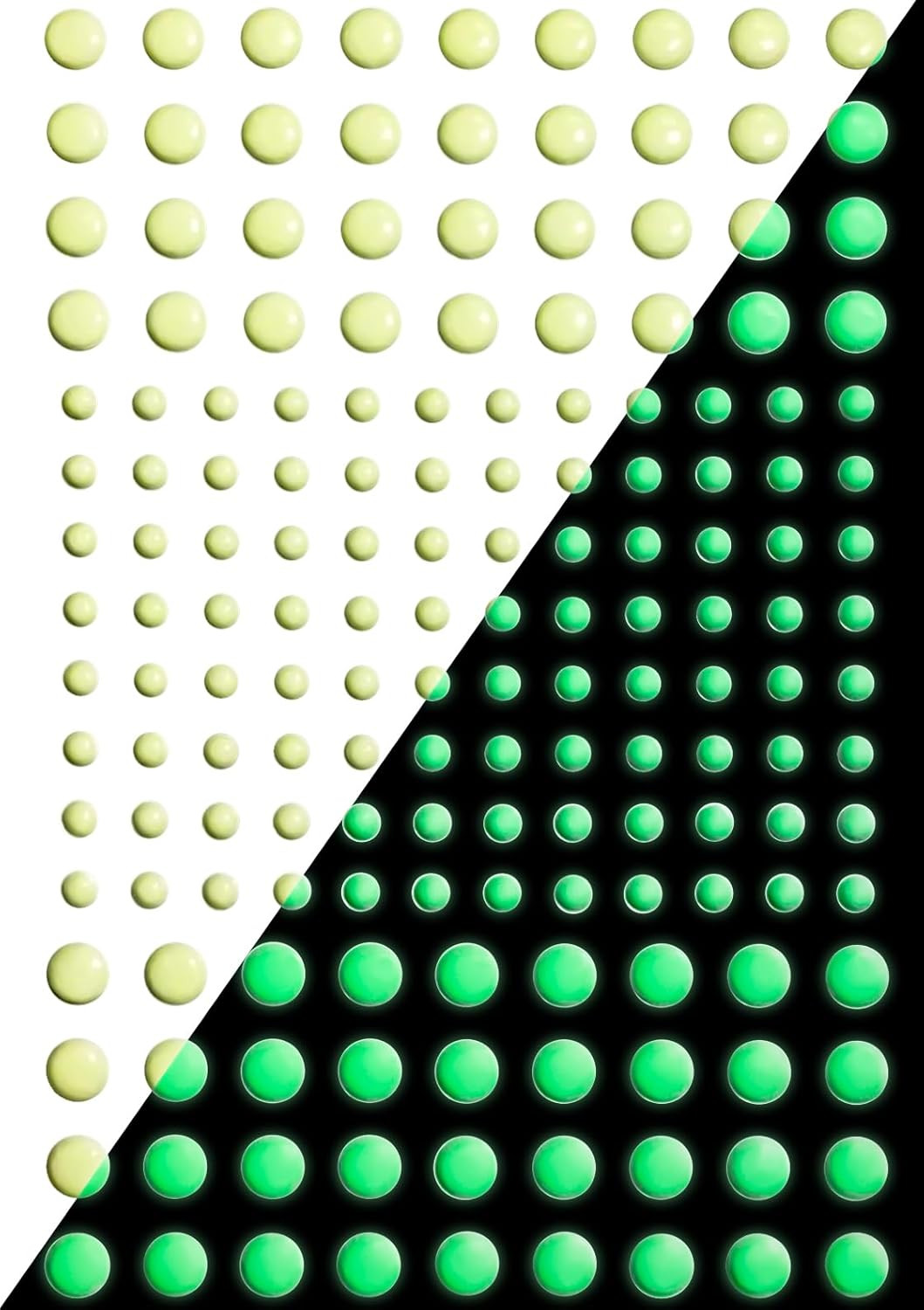 3D Domed Glow in the Dark Dots Wall or Ceiling Stickers, 168 Pcs