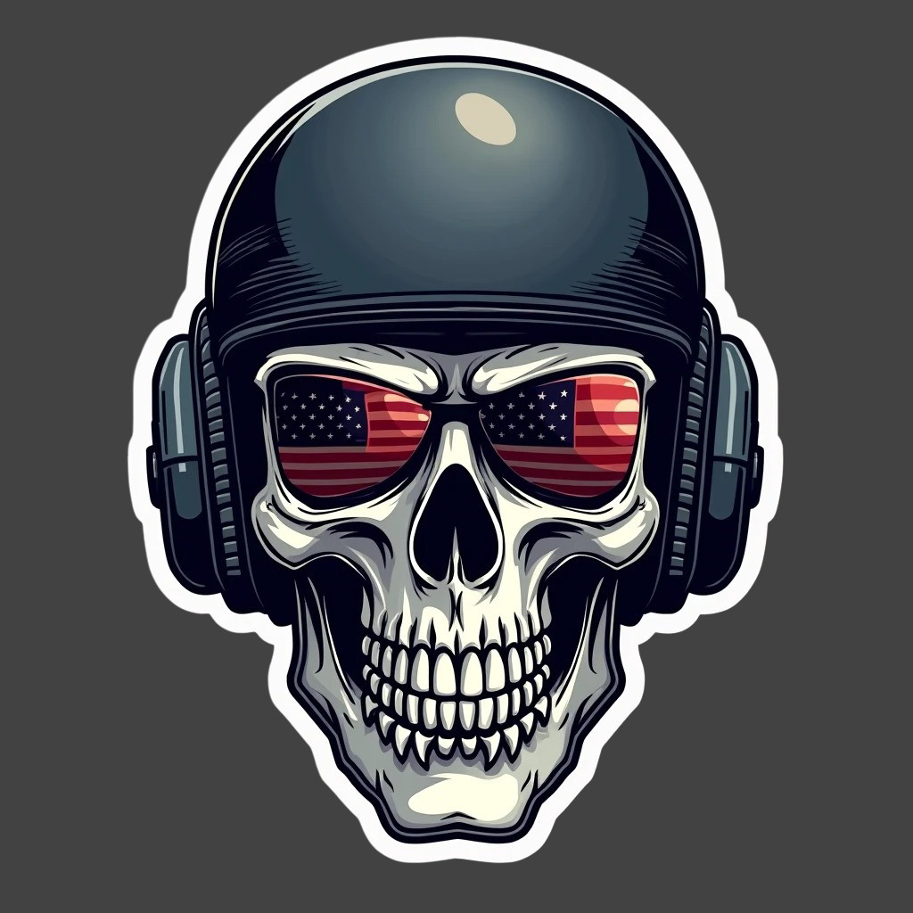 USAF Veteran Skull Aviator Sunglasses Sticker Vinyl Decal Patriotic Military