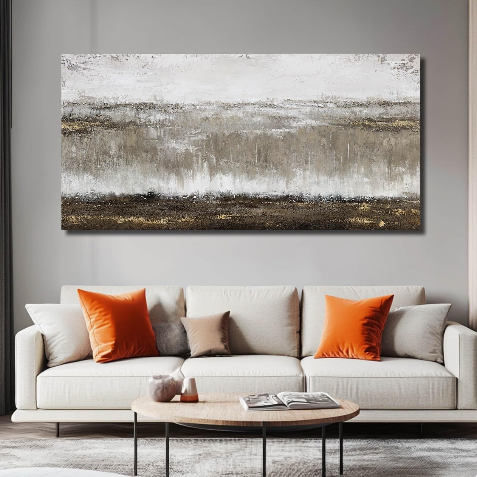 Artexist Canvas Wall Art – Abstract Wall Decor for Living Room – Grey Picture…