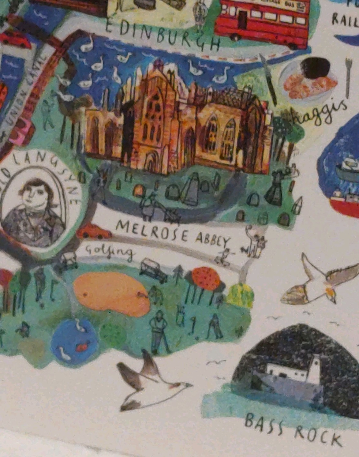 Scotland Illustrated Print Map Blank Card With Envelope