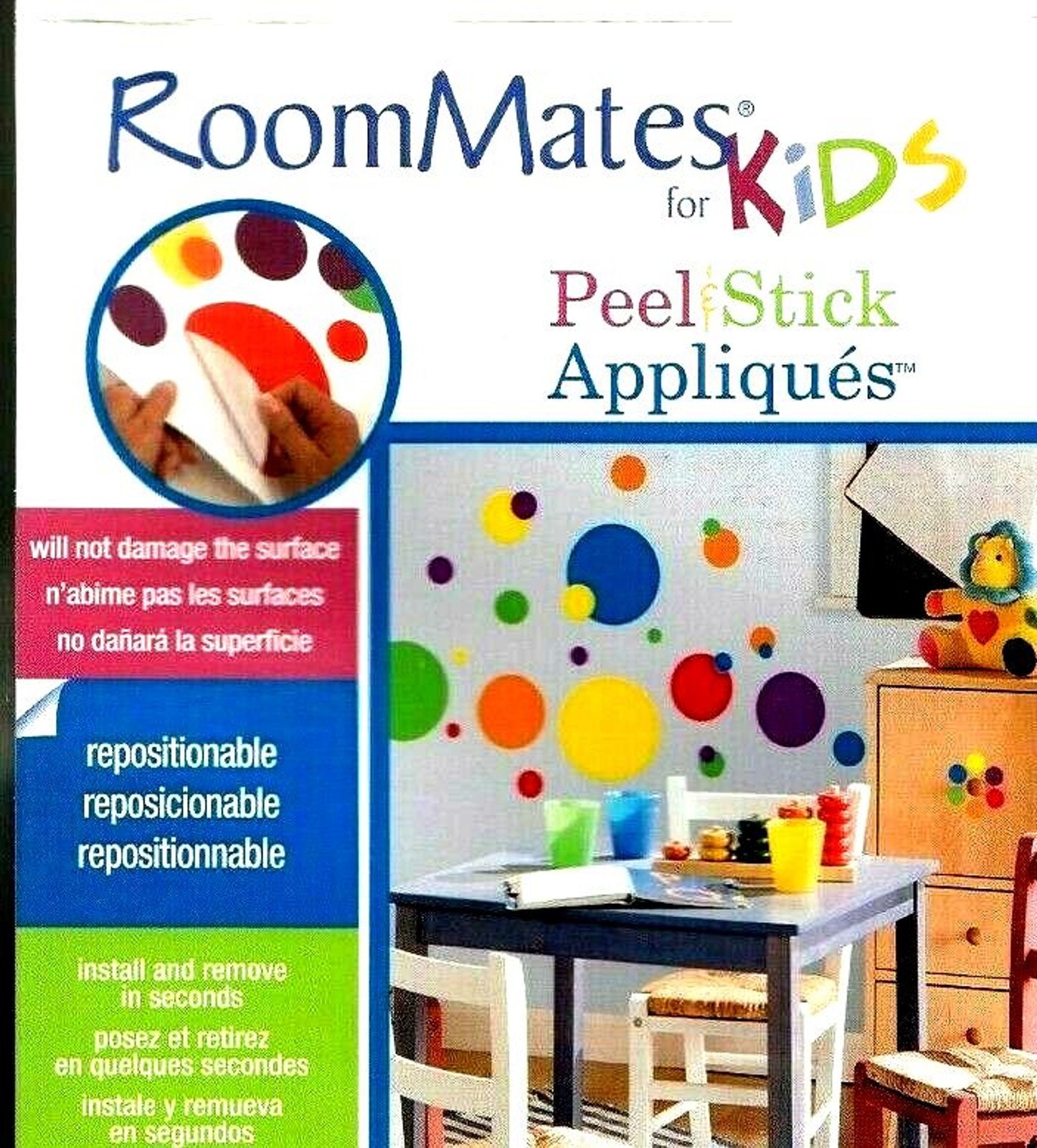 Polka Dots 31 Big Wall Stickers Decals Green Red Blue Yellow RoomMates Kids