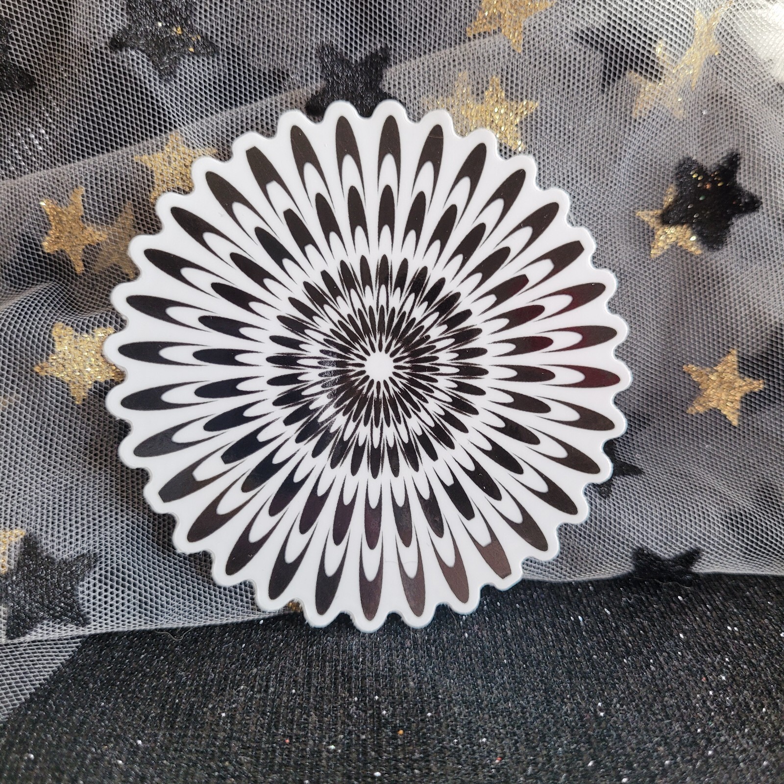 BWC007-Flower Shaped Black White Sticker | Monochromatic | Psychedelic Flowers