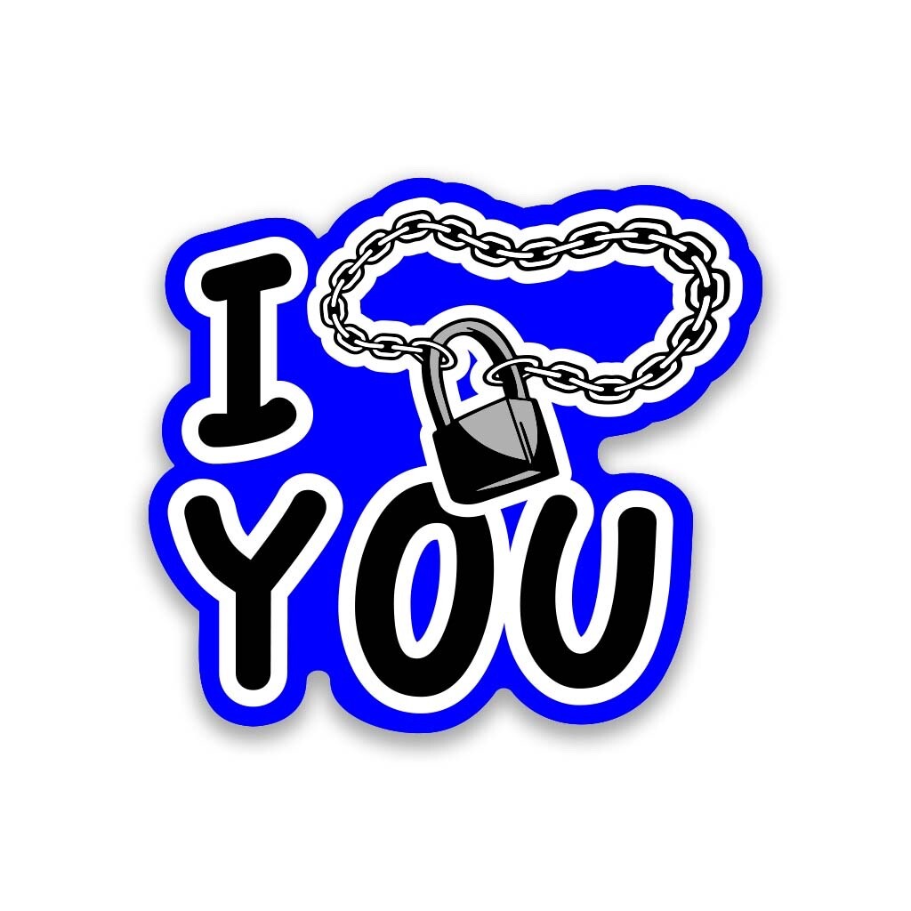 I Love You Padlock Necklace Vinyl Sticker 3.5" Wide – Includes Two Stickers