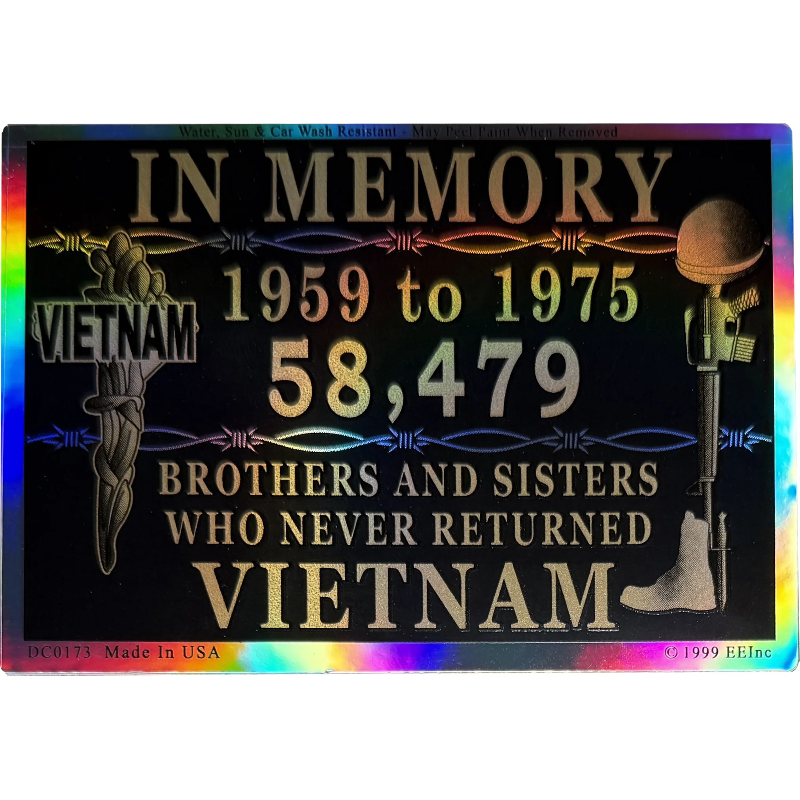 VIETNAM IN MEMORY DECAL STICKER: 1959 to 1975, Size 4.25″ x 3″