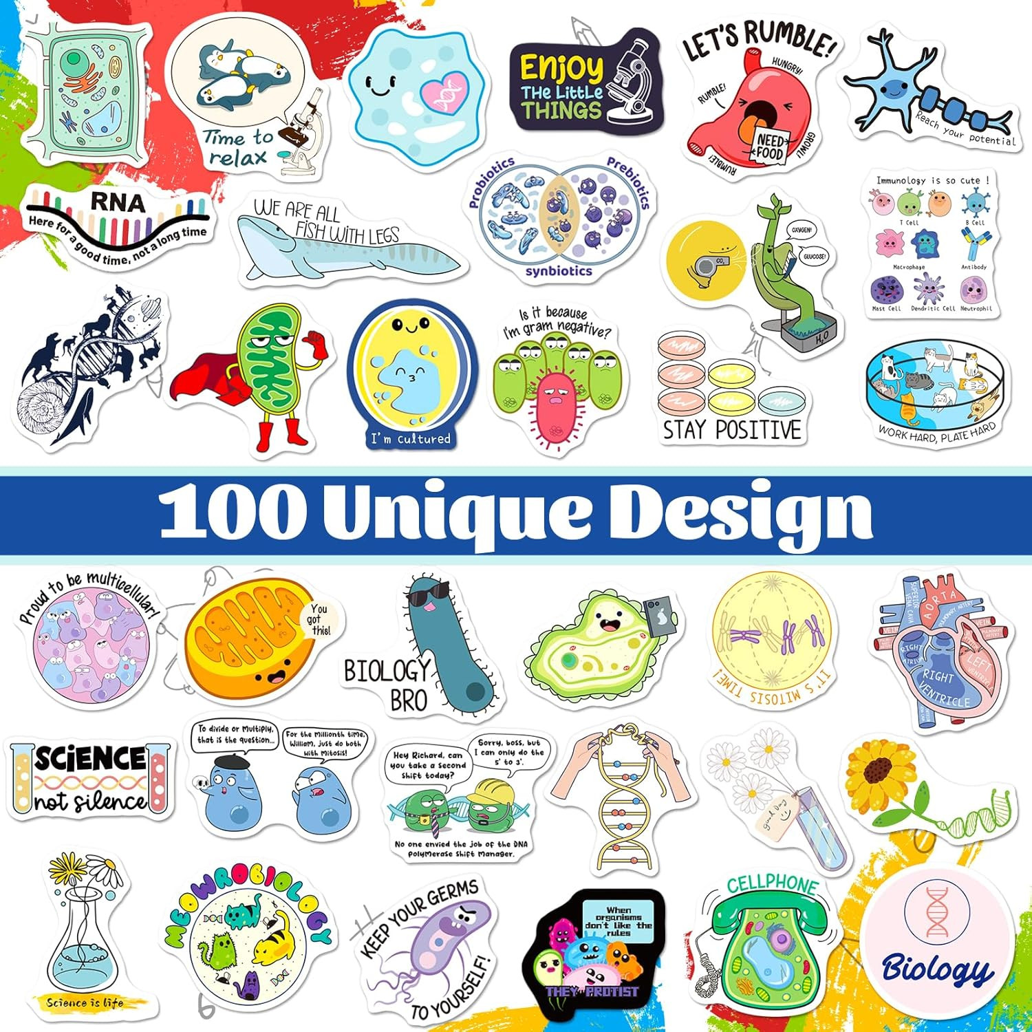 200 PCS Biology Vinyl Stickers for Kids Teens Adults – Microbiology Decals