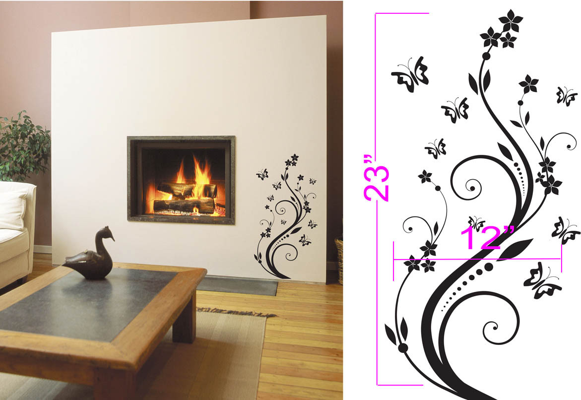 FGD Whimsical Butterfly Wall Decal 12" x 23" Available in Black or White