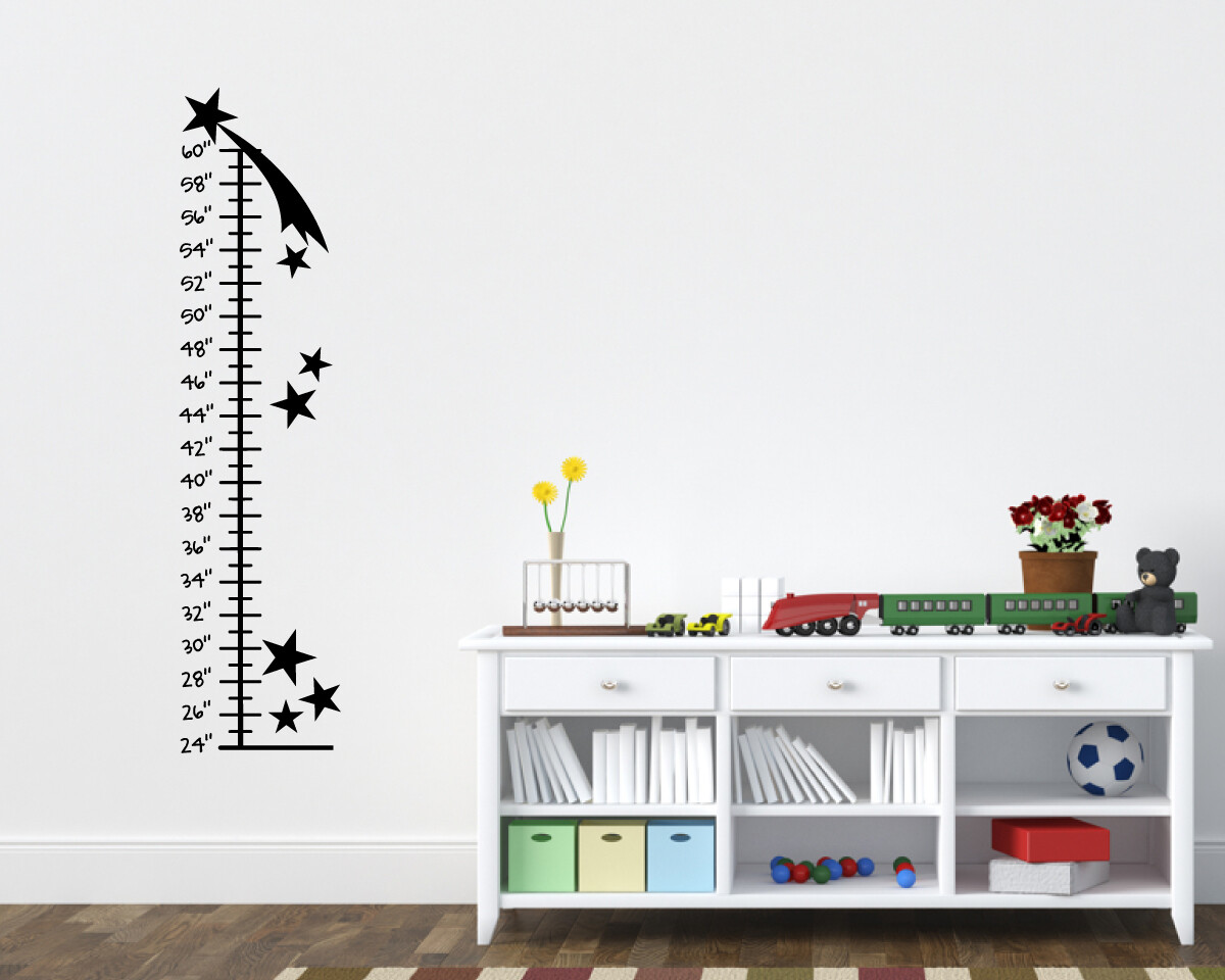 Stars Growth Chart Childrens Room, Boys Room Wall Ruler Star Grow Ruler Wall Art
