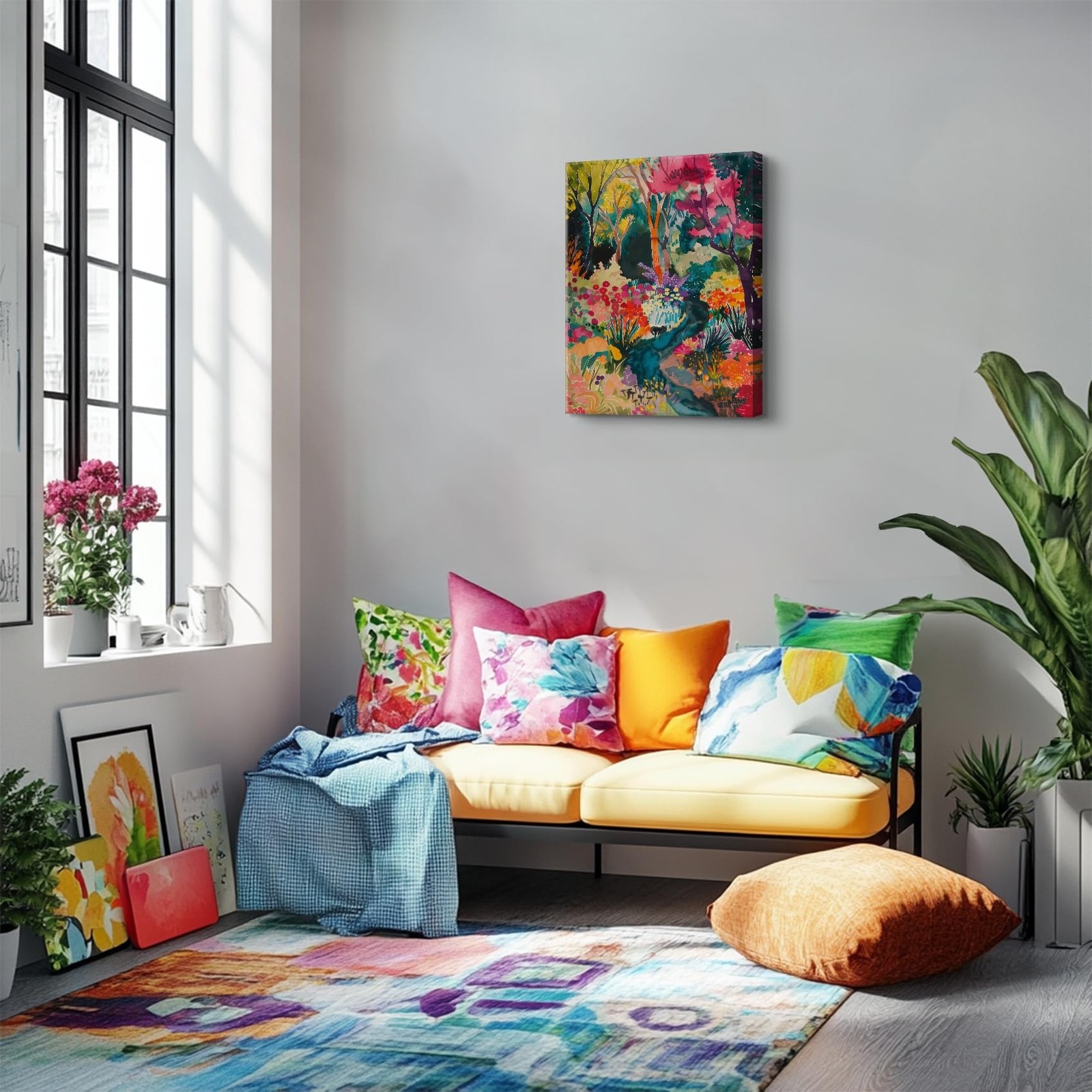 QWETTY666 Colorful Abstract Flower Wall Art Watercolor Botanical Canvas Wall …