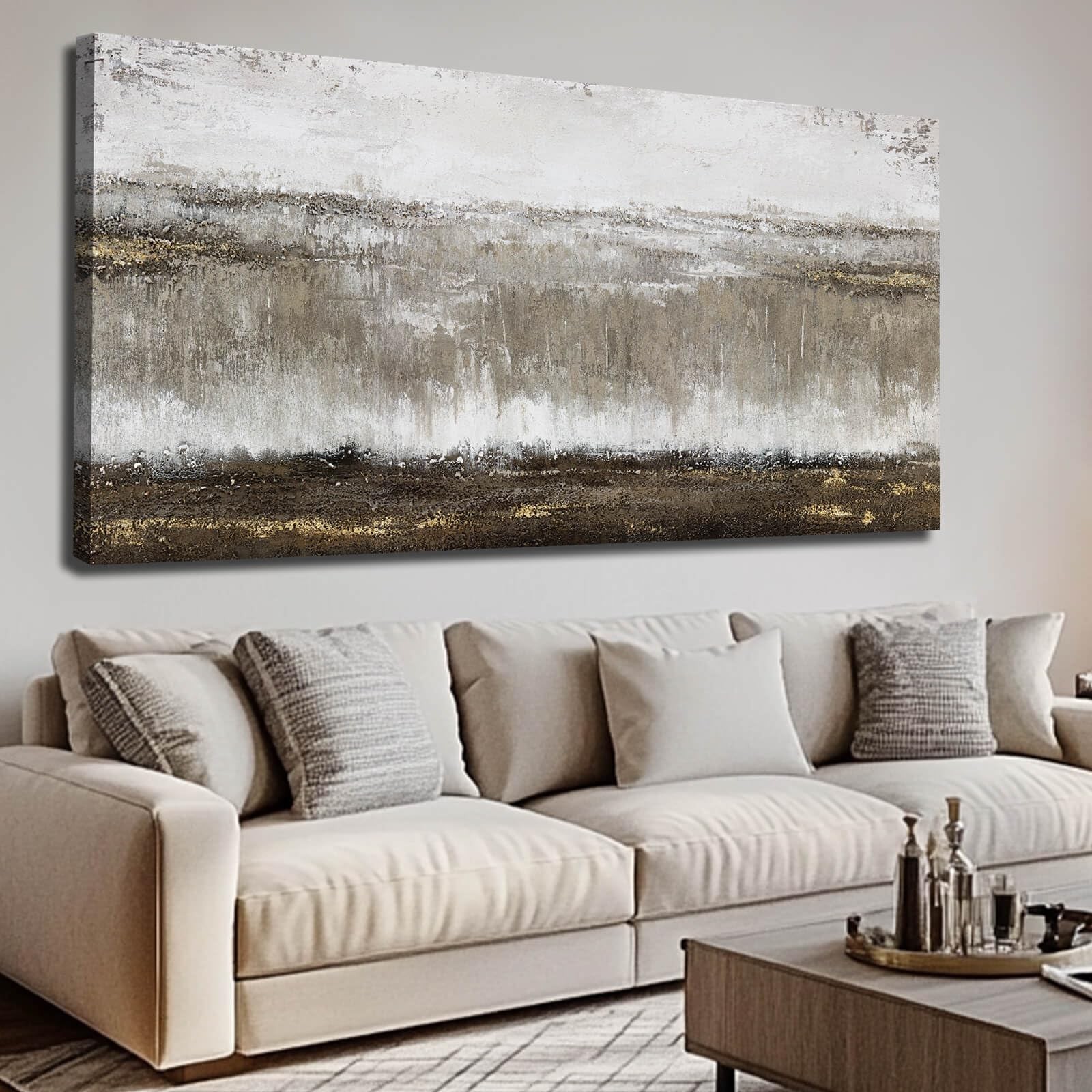 Artexist Canvas Wall Art – Abstract Wall Decor for Living Room – Grey Picture…